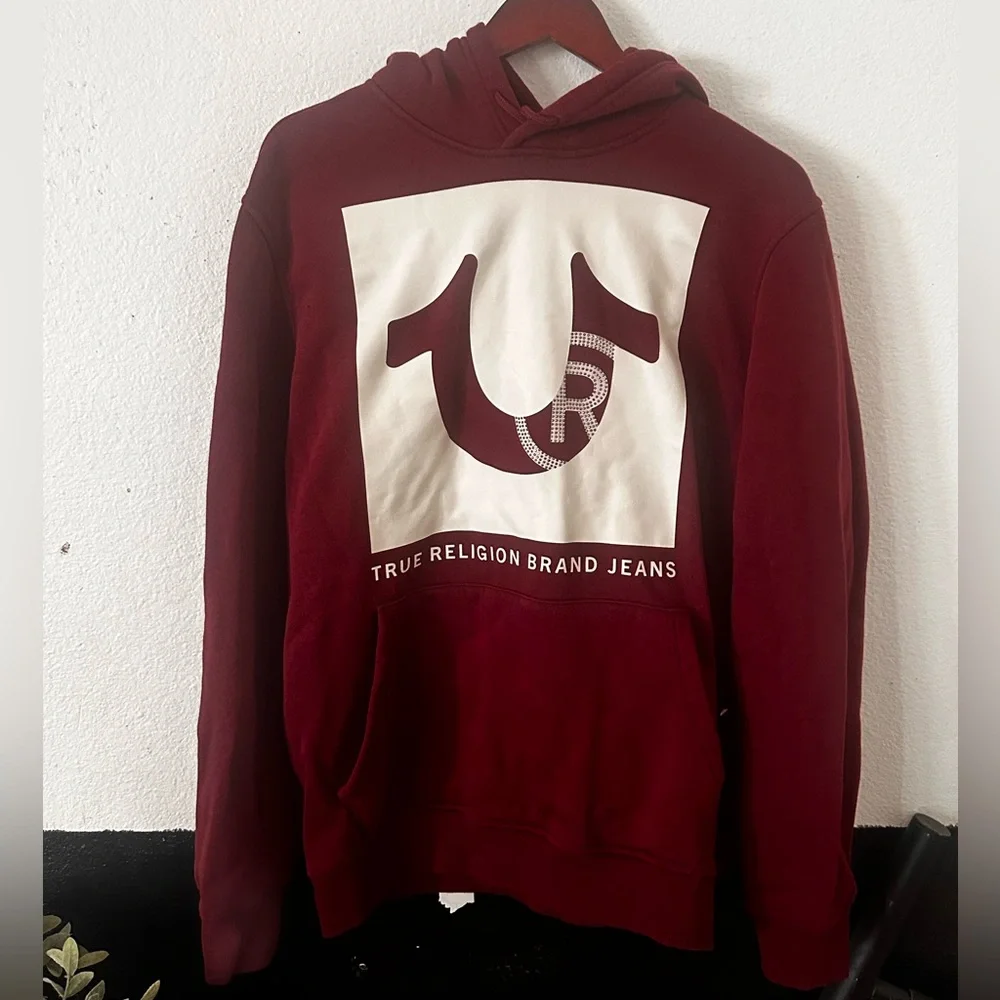 True Religion Men's Burgundy Hoodie
